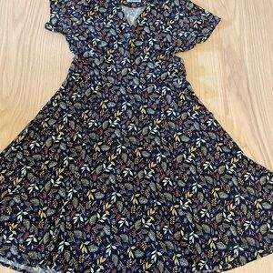 Floral Print Navy Dress
